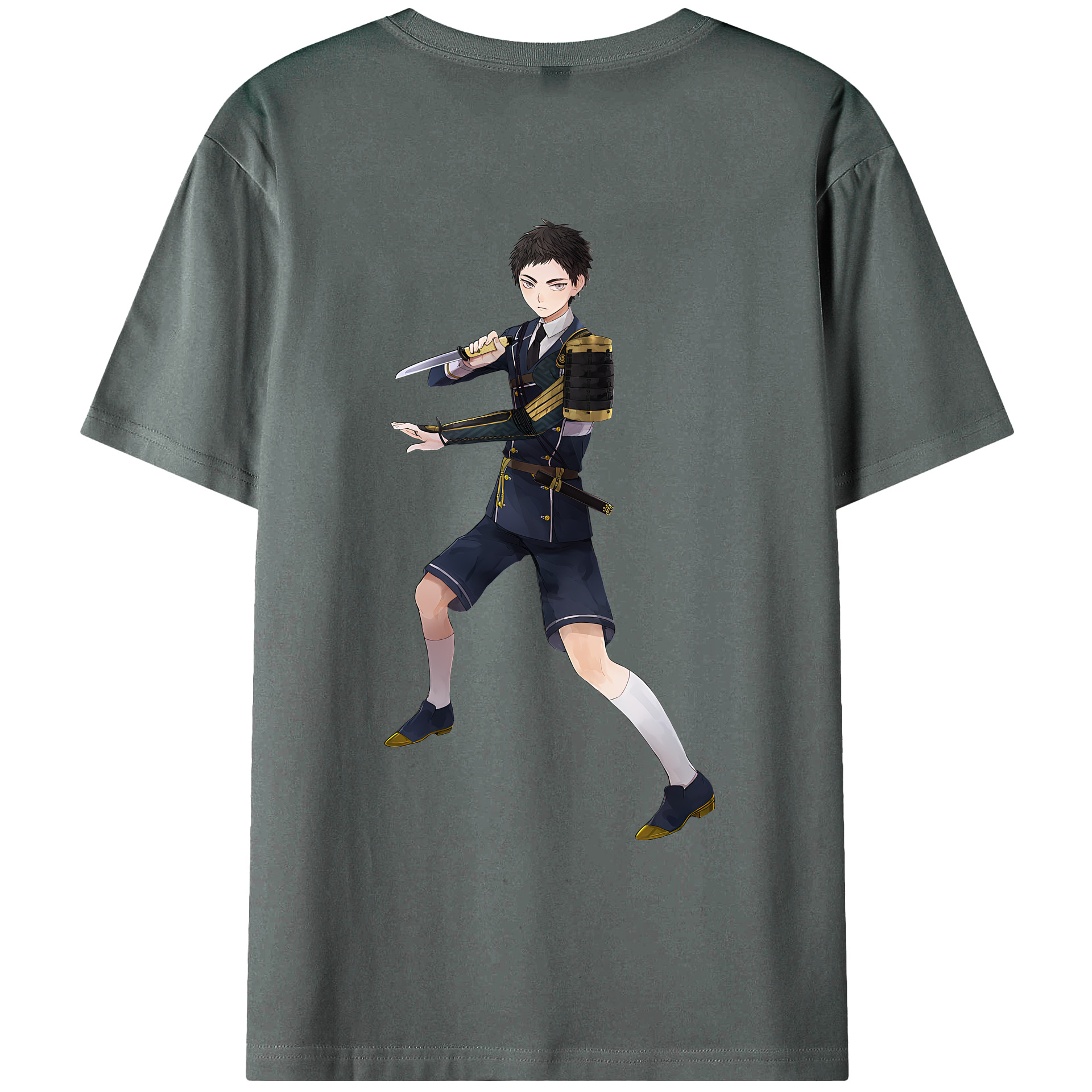 （画像用） 刀剣乱舞 Touken Ranbu 綿100％ メンズ半袖Tシャツ（バックプリント） 通気性